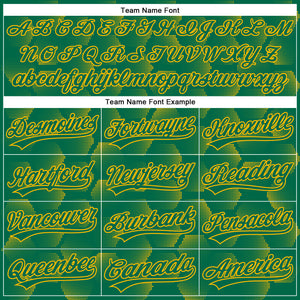 Custom Kelly Green Gold 3D Pattern Design Halftone Geometric Shapes Authentic Baseball Jersey