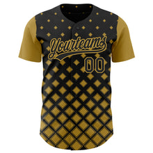 Load image into Gallery viewer, Custom Black Old Gold 3D Pattern Design Geometric Shapes Authentic Baseball Jersey
