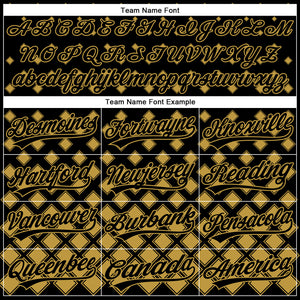 Custom Black Old Gold 3D Pattern Design Geometric Shapes Authentic Baseball Jersey