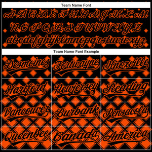 Custom Black Orange 3D Pattern Design Geometric Shapes Authentic Baseball Jersey