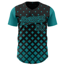 Load image into Gallery viewer, Custom Black Teal 3D Pattern Design Geometric Shapes Authentic Baseball Jersey
