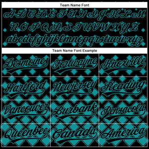 Custom Black Teal 3D Pattern Design Geometric Shapes Authentic Baseball Jersey