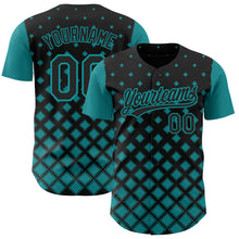 Load image into Gallery viewer, Custom Black Teal 3D Pattern Design Geometric Shapes Authentic Baseball Jersey
