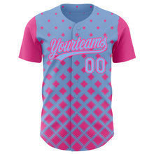 Load image into Gallery viewer, Custom Light Blue Pink 3D Pattern Design Geometric Shapes Authentic Baseball Jersey
