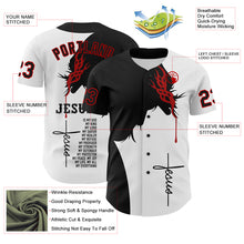 Load image into Gallery viewer, Custom White Black-Red 3D Pattern Design Religion Jesus Christ Authentic Baseball Jersey
