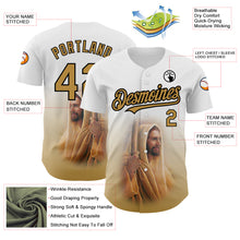 Load image into Gallery viewer, Custom White Old Gold-Black 3D Pattern Design Religion Jesus Christ Authentic Baseball Jersey
