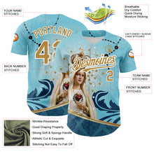 Load image into Gallery viewer, Custom Teal Old Gold-White 3D Pattern Design Religion Virgin Mary Authentic Baseball Jersey
