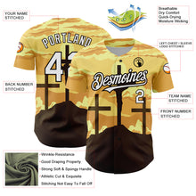 Load image into Gallery viewer, Custom Yellow White-Black 3D Pattern Design Religion Cross Jesus Christ Good Friday Authentic Baseball Jersey
