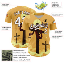 Load image into Gallery viewer, Custom Yellow White-Brown 3D Pattern Design Religion Cross Jesus Christ Good Friday Authentic Baseball Jersey
