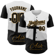 Load image into Gallery viewer, Custom White Black-Old Gold 3D Pattern Design Religion Cross Jesus Christ Ash Wednesday Authentic Baseball Jersey
