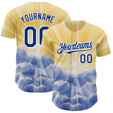 Load image into Gallery viewer, Custom Yellow Royal-White 3D Pattern Design Religion Jesus Christ Authentic Baseball Jersey
