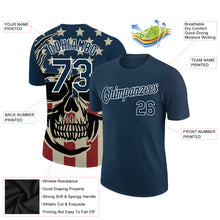 Charger l&#39;image dans la galerie, Custom US Navy Blue White 3D Skull With American Flag Performance T-Shirt
