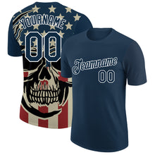 Charger l&#39;image dans la galerie, Custom US Navy Blue White 3D Skull With American Flag Performance T-Shirt
