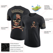 Laden Sie das Bild in den Galerie-Viewer, Custom Black City Cream 3D Skull With American Flag Performance T-Shirt
