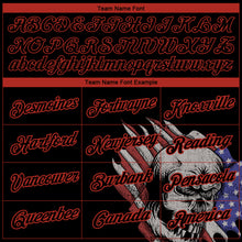 Charger l&#39;image dans la galerie, Custom Black Red 3D Skull With American Flag Performance T-Shirt
