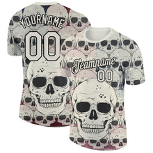 Charger l&#39;image dans la galerie, Custom City Cream Black 3D Skull Fashion Performance T-Shirt
