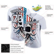 Загрузить изображение в средство просмотра галереи, Custom White Black 3D Skull With American Flag Performance T-Shirt
