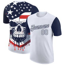 Загрузить изображение в средство просмотра галереи, Custom White Navy 3D Skull With American Flag Performance T-Shirt
