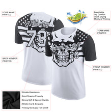 Загрузить изображение в средство просмотра галереи, Custom White Black 3D Skull With American Flag Performance T-Shirt
