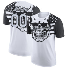 Загрузить изображение в средство просмотра галереи, Custom White Black 3D Skull With American Flag Performance T-Shirt
