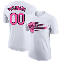 Charger l&#39;image dans la galerie, Custom White Pink-Black 3D Skull With American Flag Performance T-Shirt
