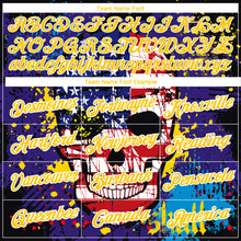 Charger l&#39;image dans la galerie, Custom Dark Purple Yellow-White 3D Skull With American Flag Performance T-Shirt
