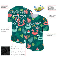 Load image into Gallery viewer, Custom Midnight Green White 3D Pattern Design Tropical Hawaii Flamingo Performance T-Shirt
