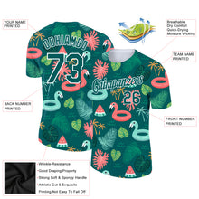 Загрузить изображение в средство просмотра галереи, Custom Midnight Green White 3D Pattern Design Tropical Hawaii Flamingo Performance T-Shirt
