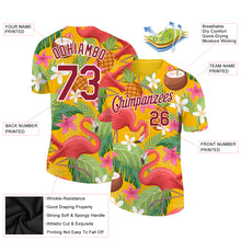 Charger l&#39;image dans la galerie, Custom Yellow Crimson-White 3D Pattern Design Tropical Hawaii Flamingo Performance T-Shirt
