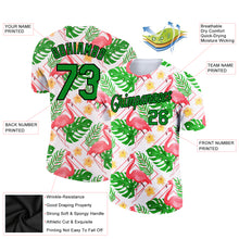 Load image into Gallery viewer, Custom White Grass Green-Black 3D Pattern Design Tropical Hawaii Flamingo Performance T-Shirt
