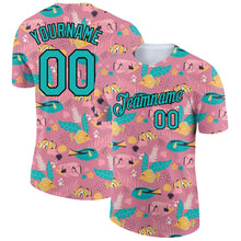 Загрузить изображение в средство просмотра галереи, Custom Pink Aqua-Black 3D Pattern Design Summer Holiday Fish Performance T-Shirt
