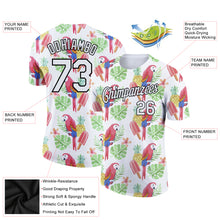 Загрузить изображение в средство просмотра галереи, Custom White Black 3D Pattern Design Tropical Hawaii Bird And Fruit Performance T-Shirt
