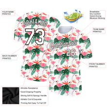 Laden Sie das Bild in den Galerie-Viewer, Custom White Black 3D Pattern Design Tropical Hawaii Flamingo Performance T-Shirt
