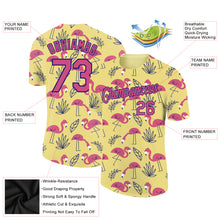 Load image into Gallery viewer, Custom Yellow Pink-Dark Purple 3D Pattern Design Tropical Hawaii Flamingo Performance T-Shirt
