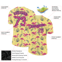 Laden Sie das Bild in den Galerie-Viewer, Custom Yellow Pink-Dark Purple 3D Pattern Design Tropical Hawaii Flamingo Performance T-Shirt
