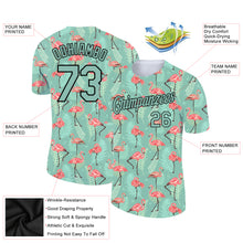 Load image into Gallery viewer, Custom Teal Black 3D Pattern Design Tropical Hawaii Flamingo Performance T-Shirt
