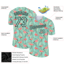 Laden Sie das Bild in den Galerie-Viewer, Custom Teal Black 3D Pattern Design Tropical Hawaii Flamingo Performance T-Shirt
