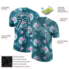 Laden Sie das Bild in den Galerie-Viewer, Custom Teal White 3D Pattern Design Tropical Hawaii Flamingo Performance T-Shirt
