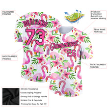 Charger l&#39;image dans la galerie, Custom White Pink-Black 3D Pattern Design Tropical Hawaii Flamingo Performance T-Shirt
