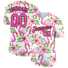 Laden Sie das Bild in den Galerie-Viewer, Custom White Pink-Black 3D Pattern Design Tropical Hawaii Flamingo Performance T-Shirt
