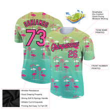 Загрузить изображение в средство просмотра галереи, Custom Green Pink-Black 3D Pattern Design Tropical Hawaii Flamingo Performance T-Shirt
