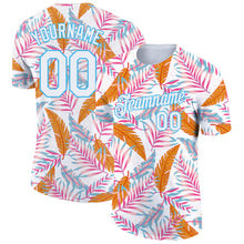 Загрузить изображение в средство просмотра галереи, Custom White Sky Blue 3D Pattern Design Tropical Hawaii Leaves Performance T-Shirt
