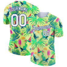 Загрузить изображение в средство просмотра галереи, Custom Neon Yellow White-Royal 3D Pattern Design Hawaii Summer Fruit Performance T-Shirt
