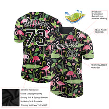 Laden Sie das Bild in den Galerie-Viewer, Custom Black White 3D Pattern Design Tropical Hawaii Flamingo Performance T-Shirt
