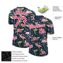 Laden Sie das Bild in den Galerie-Viewer, Custom Navy Neon Pink-White 3D Pattern Design Tropical Hawaii Flamingo Performance T-Shirt
