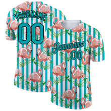 Load image into Gallery viewer, Custom White Teal-Black 3D Pattern Design Tropical Hawaii Flamingo Performance T-Shirt
