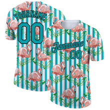 Загрузить изображение в средство просмотра галереи, Custom White Teal-Black 3D Pattern Design Tropical Hawaii Flamingo Performance T-Shirt
