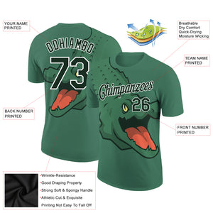 Custom Kelly Green Green-White 3D Pattern Design Crocodile Performance T-Shirt