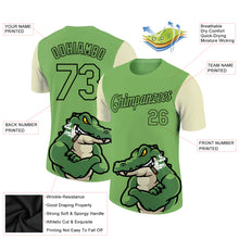 Laden Sie das Bild in den Galerie-Viewer, Custom Aurora Green Black-Cream 3D Pattern Design Crocodile Performance T-Shirt
