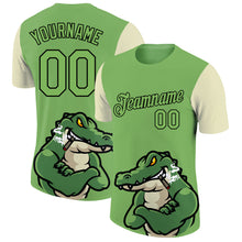 Загрузить изображение в средство просмотра галереи, Custom Aurora Green Black-Cream 3D Pattern Design Crocodile Performance T-Shirt
